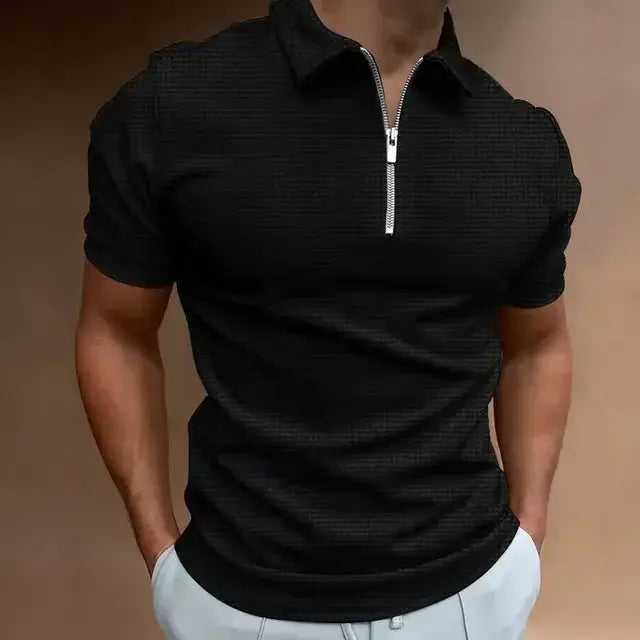 Men's Zipper Waffle Polo Shirt - Ultimate Summer Style