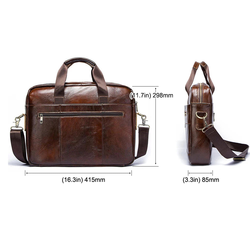 high quality luxury leather briefcase-brown color