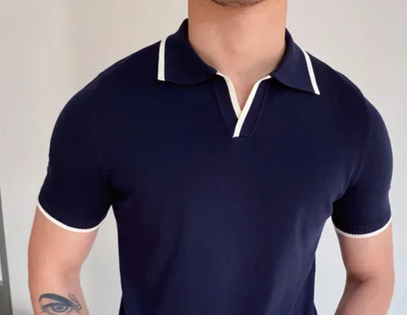 Open Neck Short Sleeve Polo - Effortless Casual Sophistication