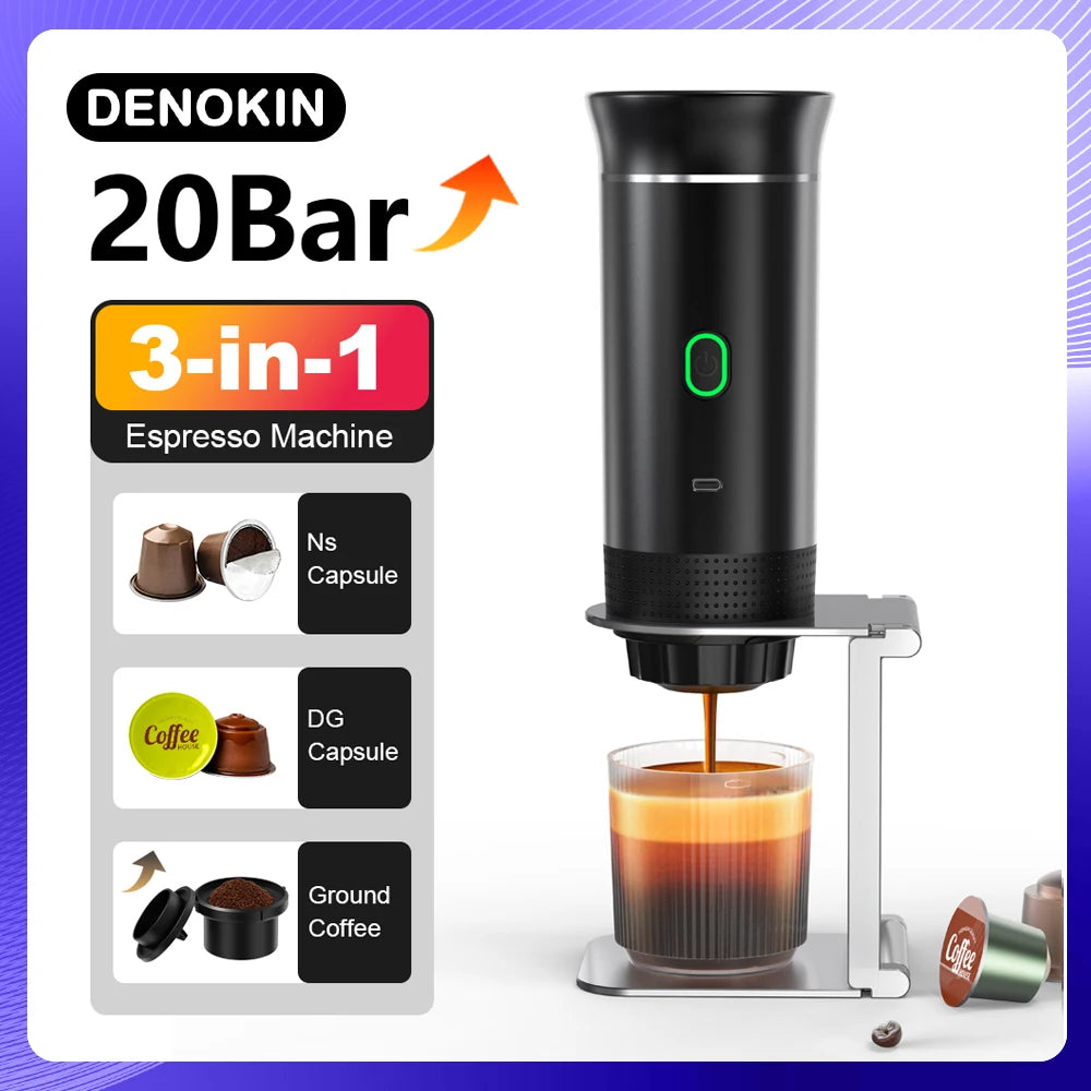 Portable Electric Espresso Maker – 3-in-1 Capsule & Ground