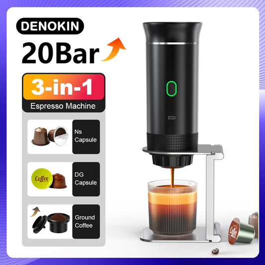 Portable Electric Espresso Maker – 3-in-1 Capsule & Ground