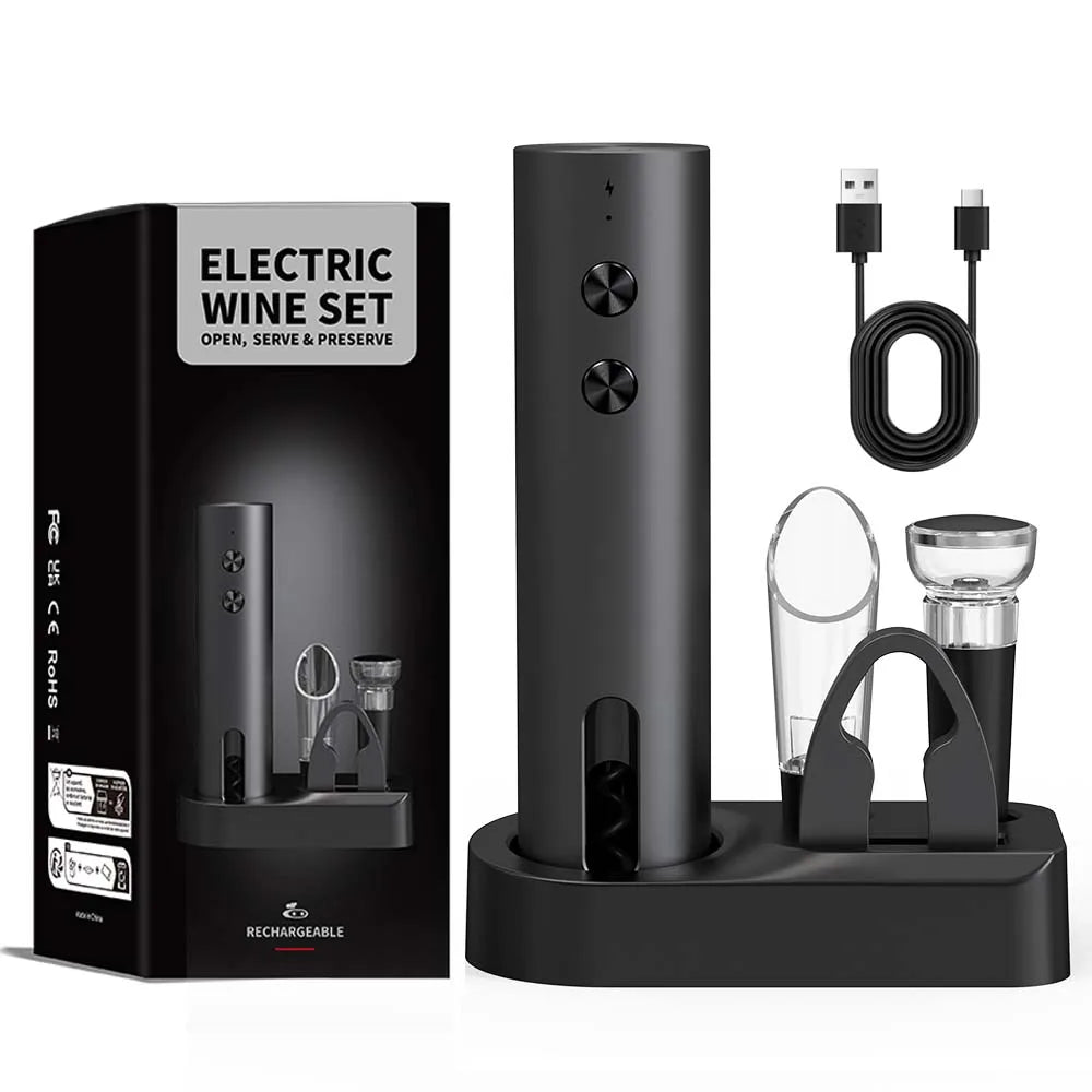 1Set With Base Color Electric Wine Bottle Opener Set – Rechargeable & Cordless