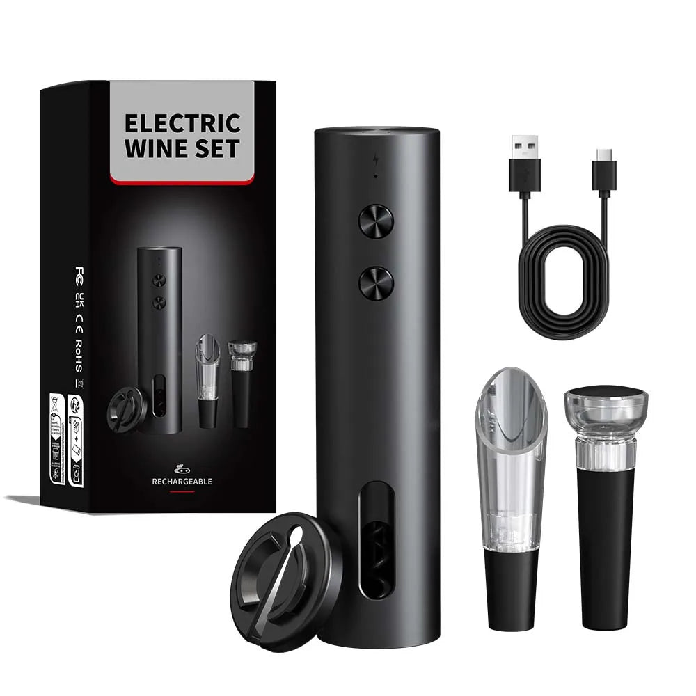 1Set No Base Color Electric Wine Bottle Opener Set – Rechargeable & Cordless