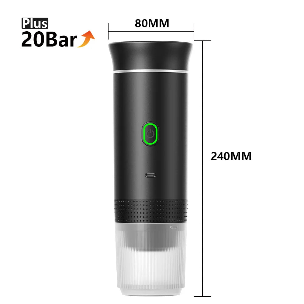 black Color Portable Electric Espresso Maker – 3-in-1 Capsule & Ground