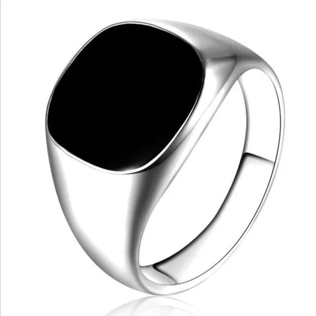 Bold and Timeless Solid Polished Stainless Steel Biker Signet Ring